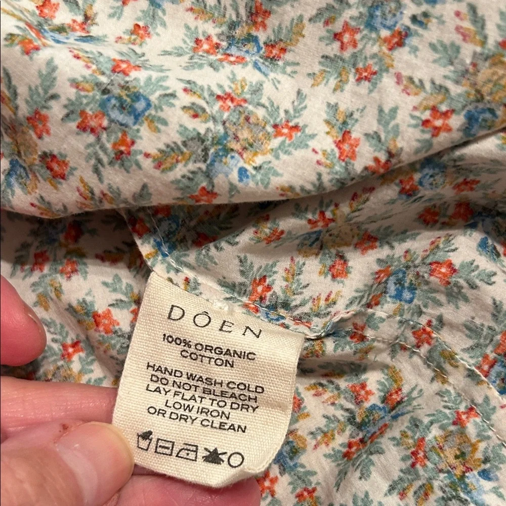 Doen Floral Peasant Blouse in Cream with Green and Rust Accents
